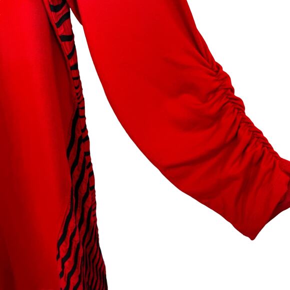 Ali Miles Size Large Red Wearable Art Long Sleeve Abstract Blouse Shirt Top Cozy - Picture 7 of 10